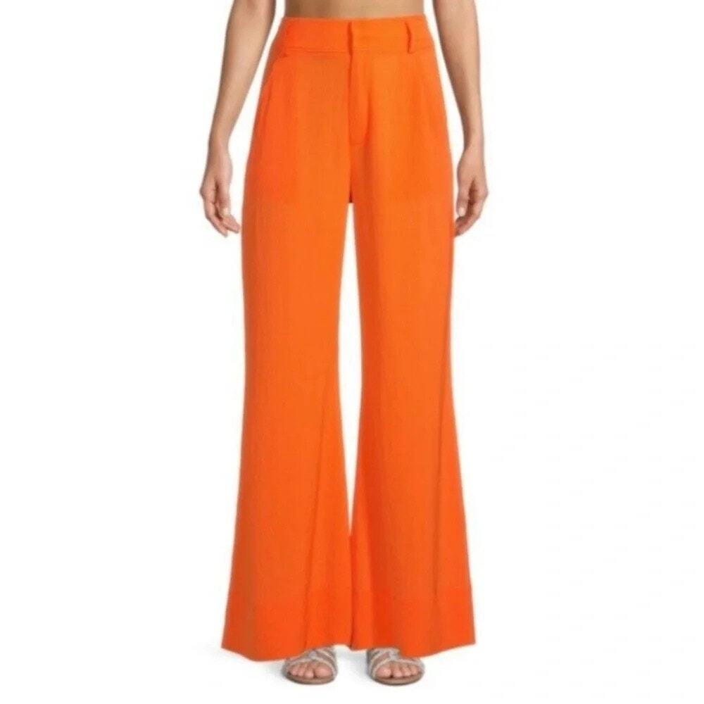 SOLID & STRIPED The Roya Flared Seersucker Pants Tangerine Size Small Beach